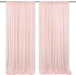 FLCSIed 5ft*10ft 2Panels Chiffon Backdrop Curtains, Wrinkle-Free Sheer Chiffon Fabric Curtain Drapes for Wedding Ceremony Arch Party Stage Decoration (Pink)