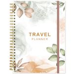 Travel Journal for Women & Men, Vacation & Road Trip Planner Organizer, Travel Notebook for 6 Trips, Trip Planner Gift to Record Memories and Adventures from Special Trips, 5.8" x 8.5", Rose Leaf