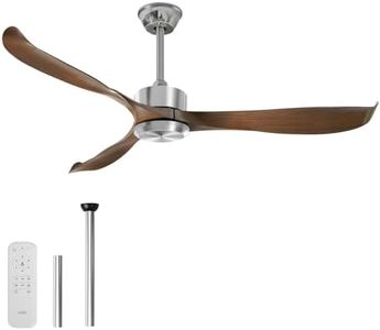 USOR 56" Modern Ceiling Fan with Remote Contral No Light, Brown Silver Ceiling Fans, 3 Curved Blades, Noiseless Reversible Motor, Indoor Ceiling Fans for Kitchen Bedroom Living Room