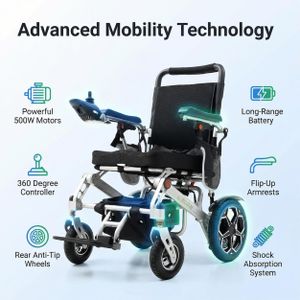 Free To Be Ultra Lightweight Folding Electric Wheelchair, 20kg, Silver