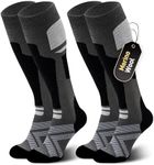 Niorasen Merino Wool Ski Socks Men Unisex, 2 Pairs Thermal Knee-High Socks for Winter, Full Cushion Thick Socks, Skiing, Snowboarding, Outdoor Sports, Hunting, Hiking, Black 2 Pairs, UK 9-15