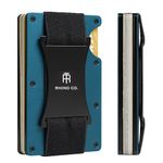 RHINO CO. Minimalist Metal Wallet RFID-Blocking Credit Card Holder with Cash Strap - Slim, Secure, Small and Stylish (Colbolt Blue)