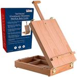 U.S. Art Supply Antigua Adjustable Wood Table Sketchbox Easel, Premium Beechwood - Portable Wooden Artist Desktop Storage Case - Store Art Paint, Markers, Sketch Pad - Box for Drawing, Painting