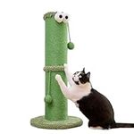 Nekosan Cat Scratching Post - 34-Inch Tall Indoor Cat Scratcher with 5.5-Inch Sisal-Wrapped Post, Hanging Ball Toy, Ideal for Large Cats and Kittens, Furniture-Friendly, Vibrant Green