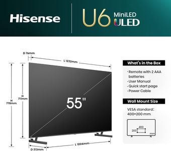 Hisense 55" 4K Mini-LED TV – Quantum Dot, Dolby Vision Atmos, Vidaa OS, 2024