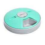 Amazon Basics Automatic Cat Food Feeder with Electronic Timed – 6 Portions, ‎‎30 x 30 x 5 cm (Pack of 1), Teal