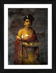 Decoratus� *The Maharani of Travancore* (1887)- A Famous Painting by Raja Ravi Varma, Wall D�cor Frame. Matt Satin Print with MDF & 1"PS Black Frame. Size 14"x18".