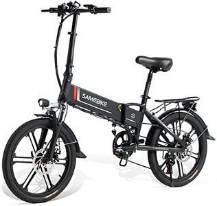 SAMEBIKE Folding 20" Electric Bike with Removable 48V 10.4AH Lithium Battery for Adults, Folding Electric Bicycle Commuter Ebike with 7 Speed Shifter Electric Bicycle Quick Delivery