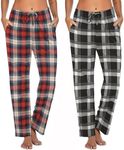 Ekouaer Womens 2 Pack Lounge Pants Comfy Pajama Pants Plaid Pajama Bottoms with Pockets Drawstring Pj Bottoms Pants