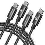 SYNCWIRE USB C Cable 6ft 2-Pack 60W 3A, USB C to USB C Fast Charging Cable Nylon Braided for iPhone 15/15 Pro/15 Plus/15 Pro Max MacBook Pro Samsung Galaxy – Black