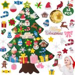 Niserelesa DIY Felt Christmas Tree Set, 3.28ft Wall Hanging Xmas Tree Kit for Kids with 32 Ornaments, Perfect for Home, Door, Window Decor, Fun and Interactive Christmas Decoration for Toddlers