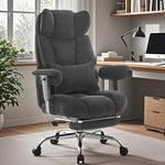 Efomao Big and Tall Office Chair, Executive Office Chair with Foot Rest, Ergonomic Fabric Computer Chair for Back Pain Relief, Black Gaming Chair