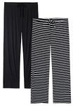 ROSYLINE Casual Womens Pants Soft Lounge Pants Sleep Pajama Bottoms with Pocket Black/Blackstripe XL