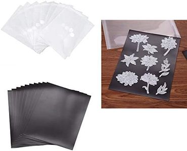 CYFUN DESIGN 10 Pcs 5x7" Stamp & Die Hook and Loop Fastener Storage Pockets with 10 Pcs 6.8x4.8" Magnetic Sheets Set for Store Cutting Dies and Stamp Organize All Metal Cutting Dies On Single Side