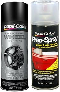 Dupli-color HWP104 Black High Performance Wheel Paint Bundle with Prep Spray (2 Items)