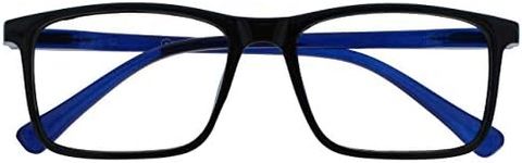 OPULIZE Ink Reading Glasses Large Rectangular Black Blue Mens Womens Spring Hinges R4-1 +1.50