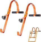 2 Pack Ladder Roof Hook with Wheel Rubber Grip T-Bar for Damage Prevention, Ladder Stabilize Fast and Easy Setup to Access Steep Roofs