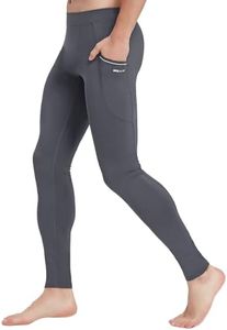 Willit Men's Yoga Workout Leggings Quick Dry Running Dance Tights with Pockets Stretch Compression Pants Gray L