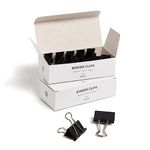 U Brands Binder Clips, Medium 1-1/4-Inch Width, 1/2-Inch Paper Holding Capacity, Black and Silver Steel, 24-Count