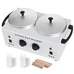 AW Dual Pot Wax Warmer Professional Electric Heater Dual Parrafin Hot Facial Skin Equipment with Cover Brackets Sticks SPA Home Adjustable Temperature Set