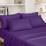 HOMEIDEAS Full Size Bed Sheets - 6 Piece Set (Eggplant Purple) - Extra Soft Brushed Microfiber 1800 Bedding Sheets, Deep Pocket, Wrinkle & Fade Free