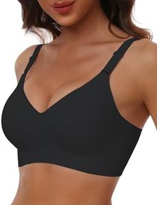 HORISUN Reggiseno senza cuciture comodo di copertura completa per i reggiseni senza fili delle donne con supporto morbido, nero, L