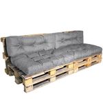 bananair - Pallet Cushions Outdoor - Water Repellent & UV Resistant Fabric - Highly Comfortable - Foam Padded Garden Furniture Cushions (2 Seats 120x80 cm + 2 Backs 120x40 cm, Grey)