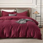 Bedsure Burgundy Duvet Cover King Size - Soft Double Brushed Duvet Cover for Kids with Zipper Closure, 3 Pieces, Includes 1 Duvet Cover (104"x90") & 2 Pillow Shams, NO Comforter