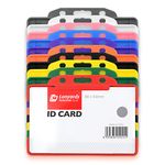 CKB LTD Assorted Mixed Colour Pack of 10 Single Sided Rigid Slide in Open Faced ID Card Badge Holders Horizontal/Landscape Identity Plastic Pass - Holds a 86mm 54mm cr80 Credit Card Sized