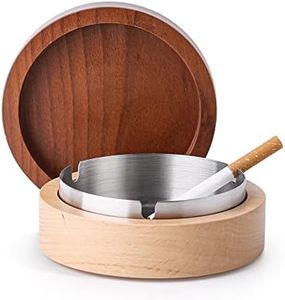 VViN Windproof Ash Tray for Weed with Lid, Cigarette Ashtray Wood with Stainless Steel Liner for Outdoors and Indoors Use, Smoking Ashtray for Home Office