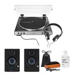 Audio-Technica AT-LP60X Stereo Turntable with Headphones (Gunmetal) Bundled with ERIS-3.5 Monitors and Vinyl Record Care System Package (4 Items)