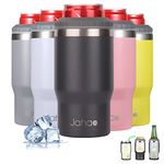 Jahao 4-in-1 Can Cooler/Tumbler, Stainless Steel Double-Wall Vacuum Insulated Beer Cooler/Can Holder/Slim Can Coolers for 12oz Cans, Slim Cans and Beer Bottles, or as a 14oz Travel Mug (Dark Grey)