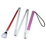 5-Section Aluminum Blind Cane,Reflective Red, Folding Walking Stick for Blind People (110 cm, Pink Handle)