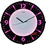 Oreva Back Light Round Plastic Analog Wall Clock (32 cm x 32 cm x 4 cm, Pink LED, AQ 1667)