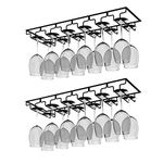 AcornFort W-604 2 Packs 6 Slots 12 Cups Metal Black Under Cabinet Hanging Wine Champagne Glass Goblets Stemware Rack Holder