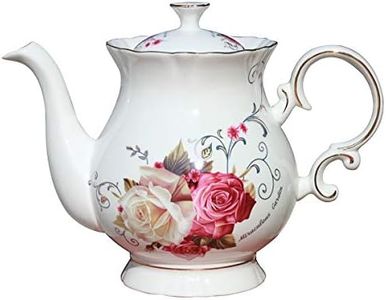 Jomop European Style Ceramic Flower Teapot Coffee Pot Water Pot Porcelain Gift Large 5.5 Cups (1, Rose)