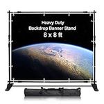 AkTop 8x8 ft Heavy Duty Backdrop Banner Stand Kit, Adjustable Photography Step and Repeat Stand for Parties, Portable Trade Show Photo Booth Background with Carrying Bag