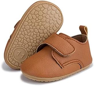 HsdsBebe Baby Boys Girls Oxford Shoes PU Leather Soft Rubber Sole Sneakers Anti-Slip Toddler Ankle Boots Infant Walking Shoes Moccasins(3-6 Months) B/Brown