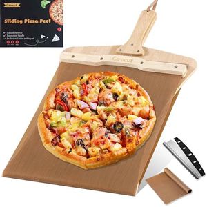peneyon Sliding Pizza Peel,2024 Latest Upgraded Model,Non-Stick Pizza Peel Slider with Bamboo Handle Detachable Transfers Pizza Pie, Sliding Pizza Peel with Replacement Cloth,22" x 13" Pizza Board