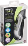 Vital Baby PROTECT 4 in 1 Contactless Thermometer - Different Modes Including Forehead, Ear, Room and Liquid - LCD Display - Colour Change Fever Alert - No Touch Temperature Checker Gun
