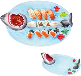 Shark Plate, Shark Sushi Plate, Shark Attack Sushi Plate, Shark Plate with Sauce Compartment, Shark Dipping Plate - Lead-Free - Microwave/Oven/Freezer/Dishwasher Safe