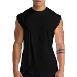 Holure Men's Gym Tank Tops Workout Sleeveless T-Shirts Athletic Muscle Tank Training Bodybuilding Shirts Black-L