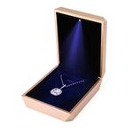 iSuperb LED Pendant Necklace Box Bracelet Box Couple Jewelry Gift Boxes Case Small Jewelry Display for Proposal Engagement Wedding Valentine's Day