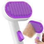 ACE2ACE Dog Brush, Cat Brush for Shedding Long and Short Haired, Self-Cleaning Dog Slicker Brush, Removes Loose Fur for Puppy, Cockapoo, Labrador, Golden Retriever, Pomeranian, Poodle, Violet+White