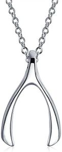 Good Luck Graduation Charm Wishbone Pendant Necklace for Teen Women .925 Sterling Silver Shinny Polished