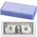 Uncle Paul 60 PCS Clear Paper Money Holder Currency Topload Holders, 6.8 x 2.9 Inch Transparent PVC Bill Protector, Banknotes Sleeves Currency Paper Money Protector Bag PN03L60