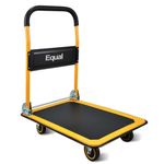 Equal 300kg Capacity Steel Foldable Platform Trolley for Heavy Weight/Material Handling Goods Trolley for Home, Office, Warehouse & Industries - 61cm x 91cm (5" Wheel/Yellow Color)