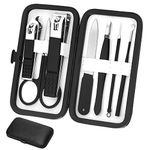 Manicure Set Men Nail Clipper Set Nail Grooming Kit 8in1 Stainless Steel Finger Toe Nail Clippers Manicure Kit Grooming Kits Nail Care Tools with Travel Case Gift for Men Husband Boyfriend Parents