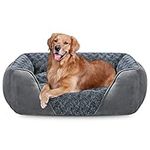 JOEJOY Extra Large Dog Sofa Bed, Waterproof Rose Velvet Bed With Nonskid Bottom, Low Front Edge Bed For Large Labrador, German Shepherd, Golden Retriever, 89x64x23cm