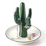 Titanape Green Cactus Ring Holder Trinket Dish for Earrings Bracelets Necklace Organizer, Gifts for Women Birthday Wedding Engagement Christmas, Cactus Gifts for Room Decor